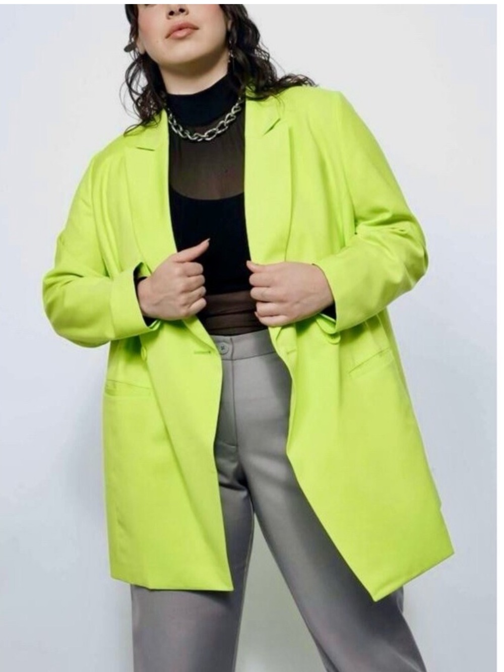 Wildfang The Empower Double-Breasted Blazer Neon Lime